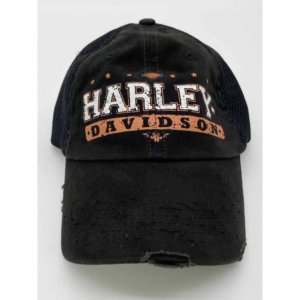 Harley Davidson Trucker Hat OSFA Distressed Mesh Windy City Chicago Biker Grunge
